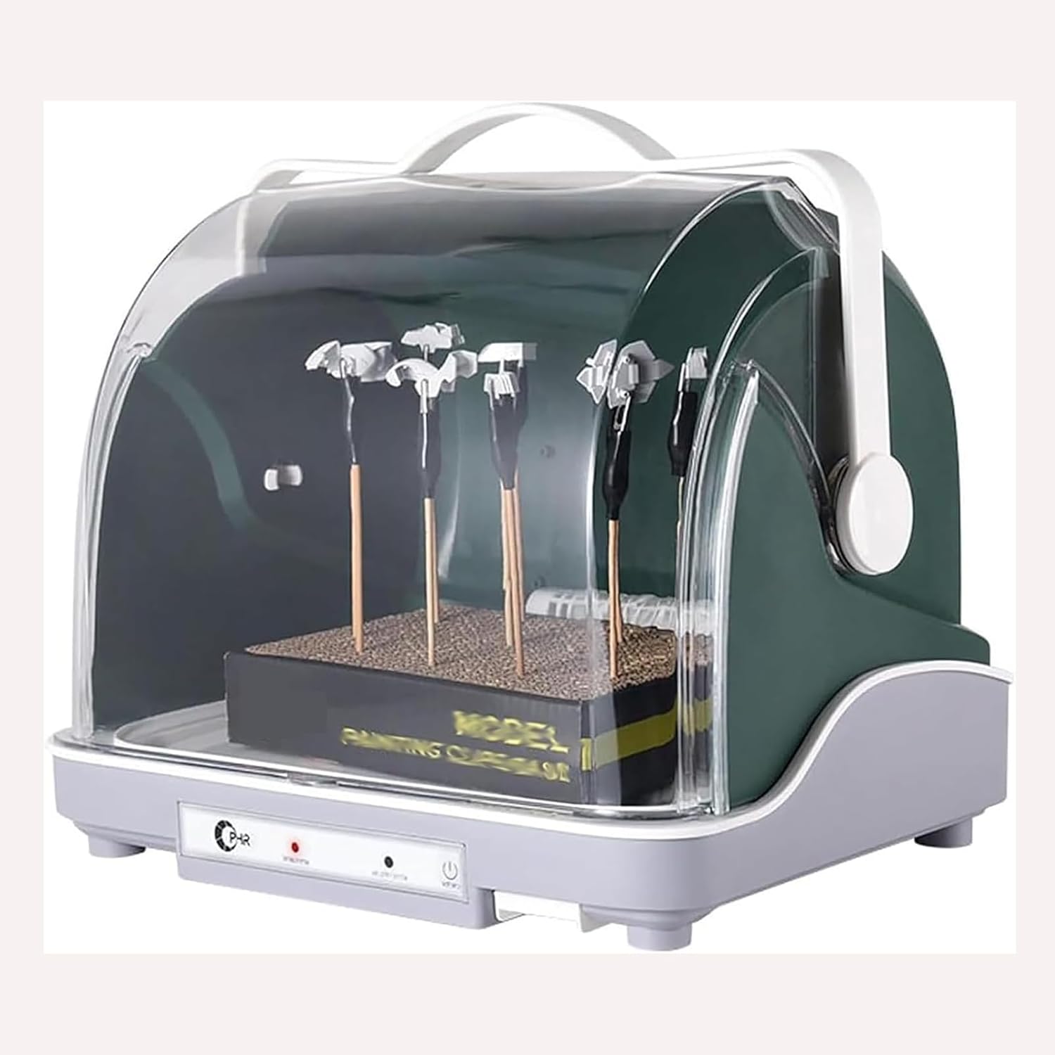 120W Airbrush Spray Booth Kit, 360° Electric Airbrush Drybooth with Cool Air Mode, Quick Drying/Transparent Dust Cover/Water Filter Box, for Painting Hobby