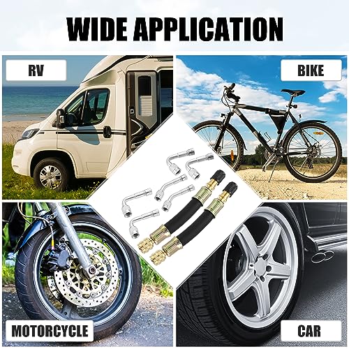 Image of X AUTOHAUX 8pcs Tire Valve Stem Extension 2 Flexible Dual Valve Stem Extender Pipe 3.9 inch 6 Multi Degree 45 90 135 Adapter for Car Truck Motorcycle Bike Trailer RV