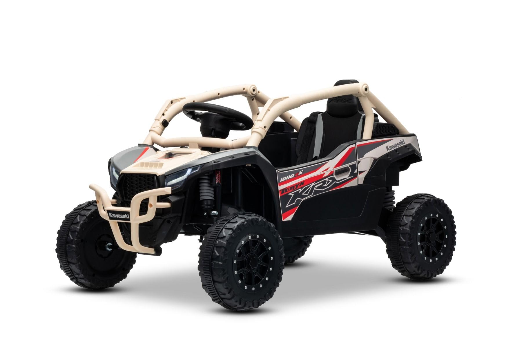 Kawasaki TERYX KRX 1000 12 V elektryczny samochód dziecięcy khaki, jednoosobowy zawieszenie tylnej osi, pilot zdalnego sterowania 2,4 GHz, akumulator litowy, 2 silniki 25 W, otwierane ramy ochronne
