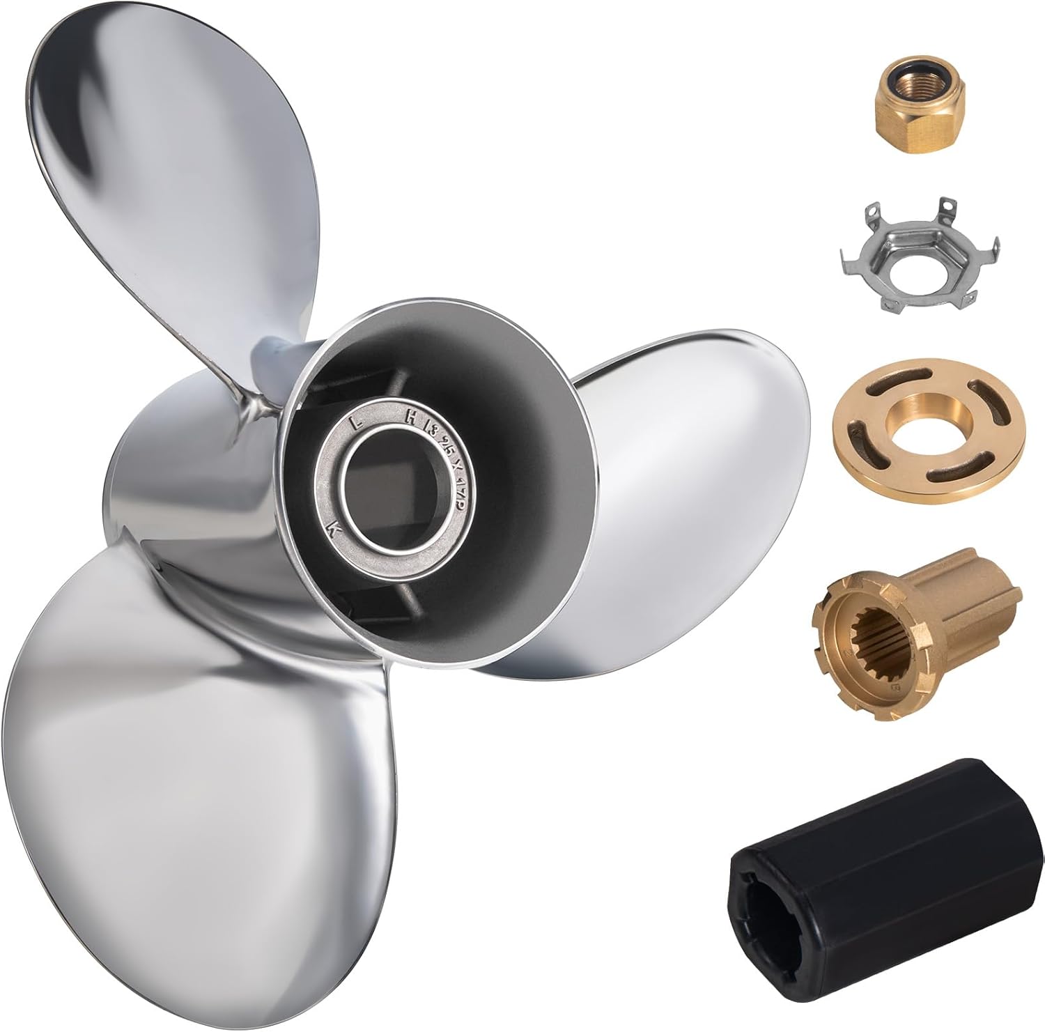 OEM Upgrade 13 x 19 Stainless Steel Outboard Propeller for Mercury Engines 40/50/70/75/80/90/100/115/125/140 HP, 15 Spline Tooth, RH