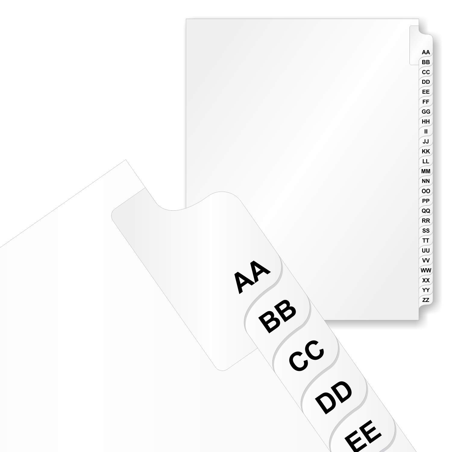 SmartSign Collated Dividers Double Alphabet AA-ZZ Sticker Tabs | 8.5" x 11", Pack of 50 Sets, Made in USA