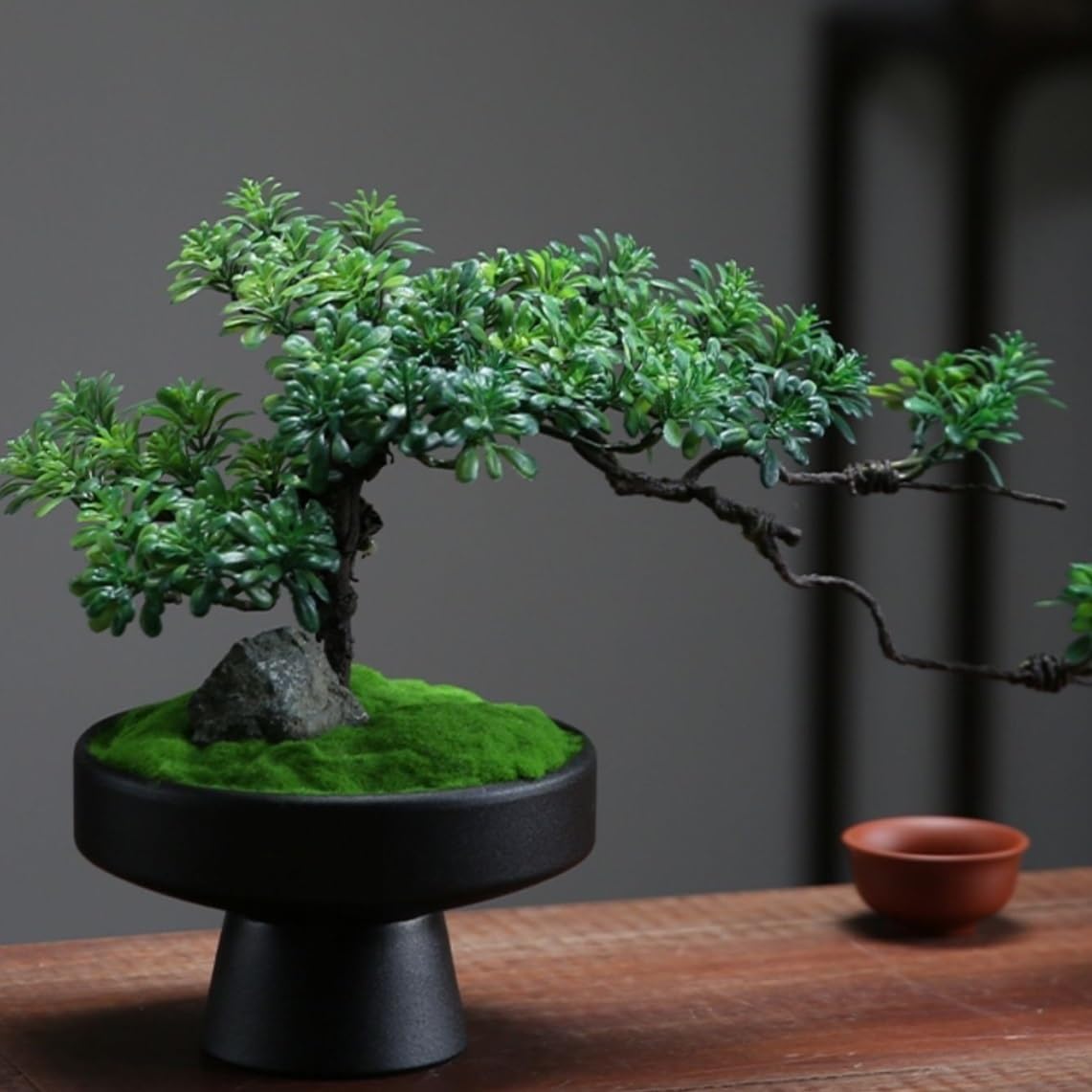 Künstlicher Bonsai-Baum Künstlicher Bonsai-Baum, gefälschte grüne Pflanze for den Innenbereich, Topfpflanze for Wohnzimmer, Heimdekoration Bonsai Kunstpflanze