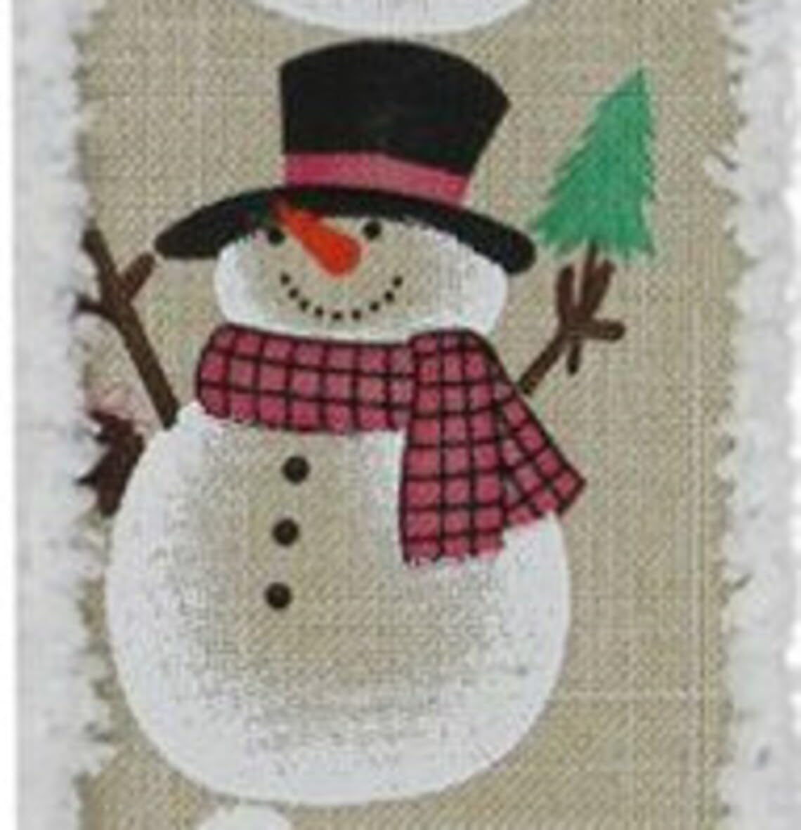 Rubans imprimés bonhomme de neige pour décoration de rampe d'escalier, décorations créatives de Noël, ruban en toile de jute, cadeau pour Noël