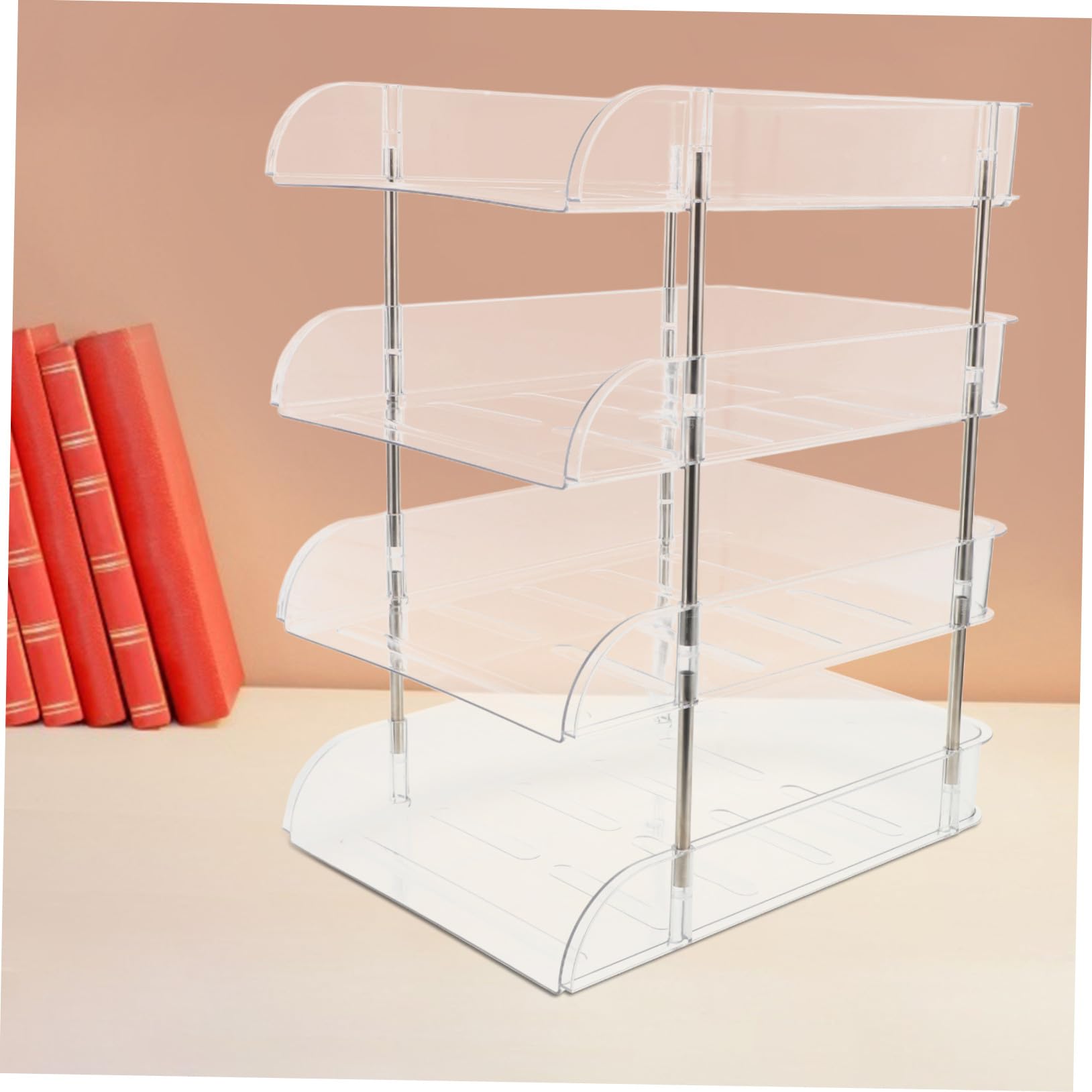 Organizzatore di Documenti da Scrivania 4 Livelli in Plastica | Ragazzo Ragazza e Studenti, Festa Scuola Decor, Desktop Organizer per Studio e Casa