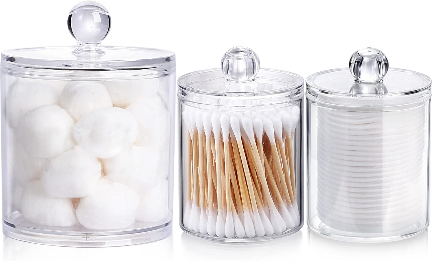 3 Pack Qtip Holder Dispenser for Cotton Ball, Cotton Swab