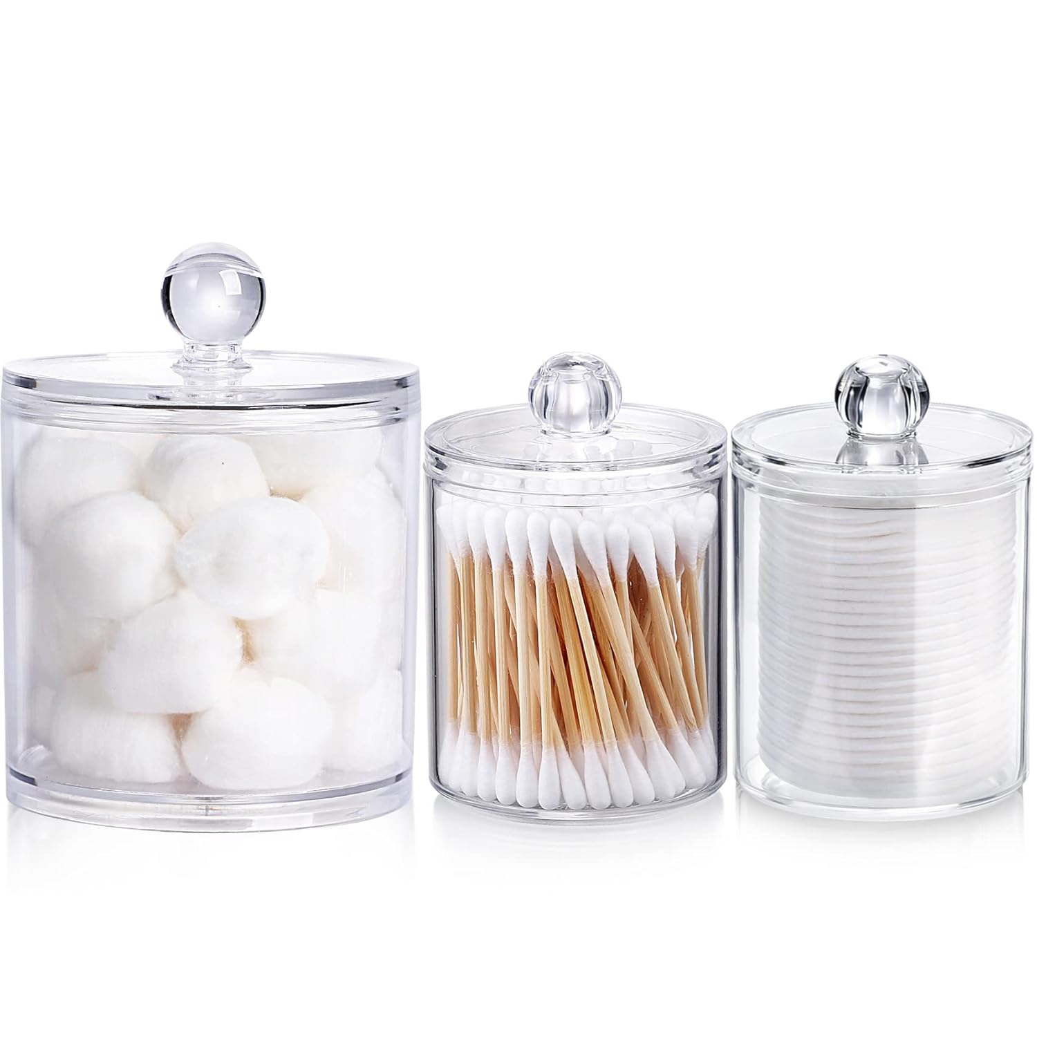 3 Pack Qtip Holder Dispenser for Cotton Ball Cotton Swab Cotton Round Pads Floss - 20OZ 10 oz