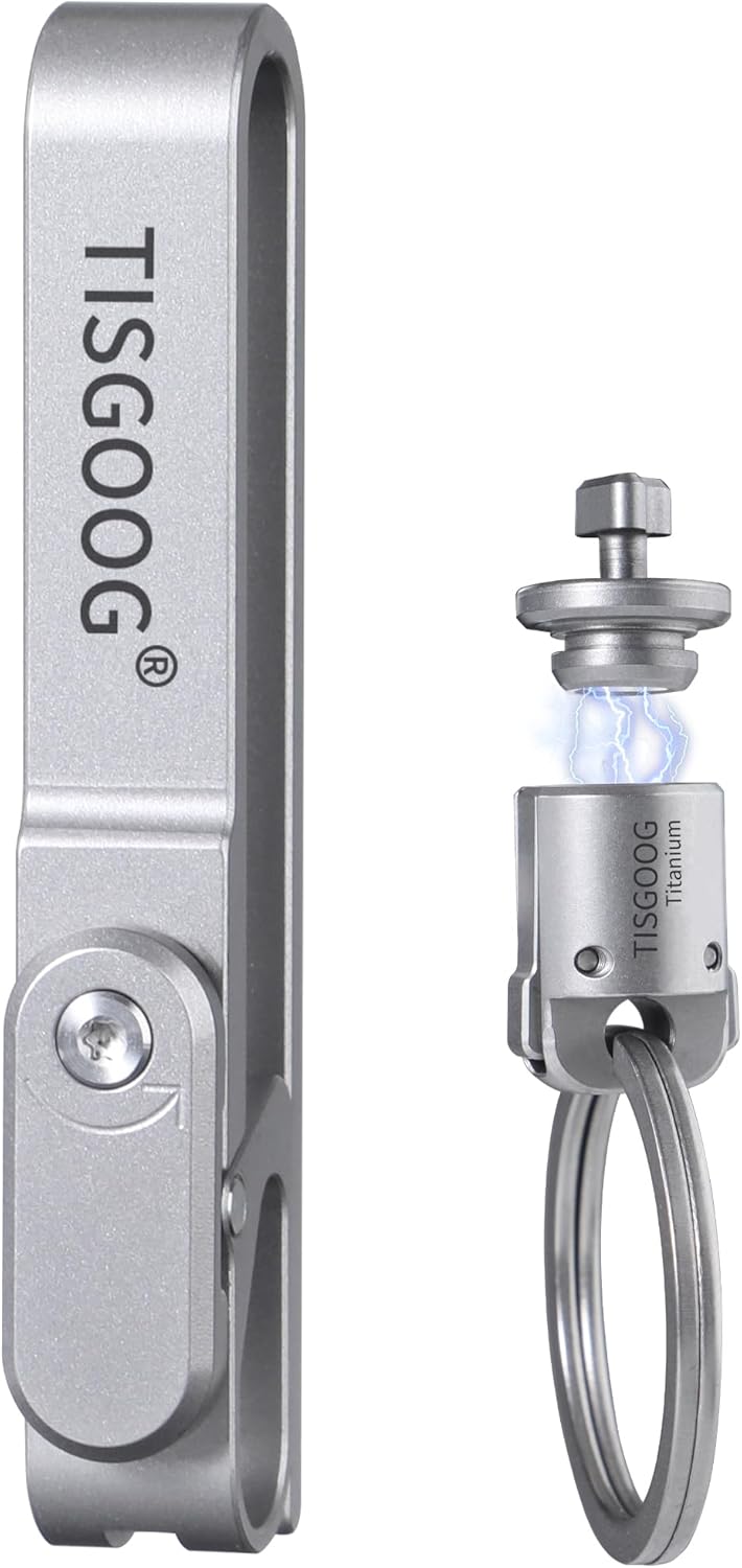 Titanium Belt Clip, Locked Belt Key Holder, Quick Release Keychain, Gifts for Men (Upgrade)