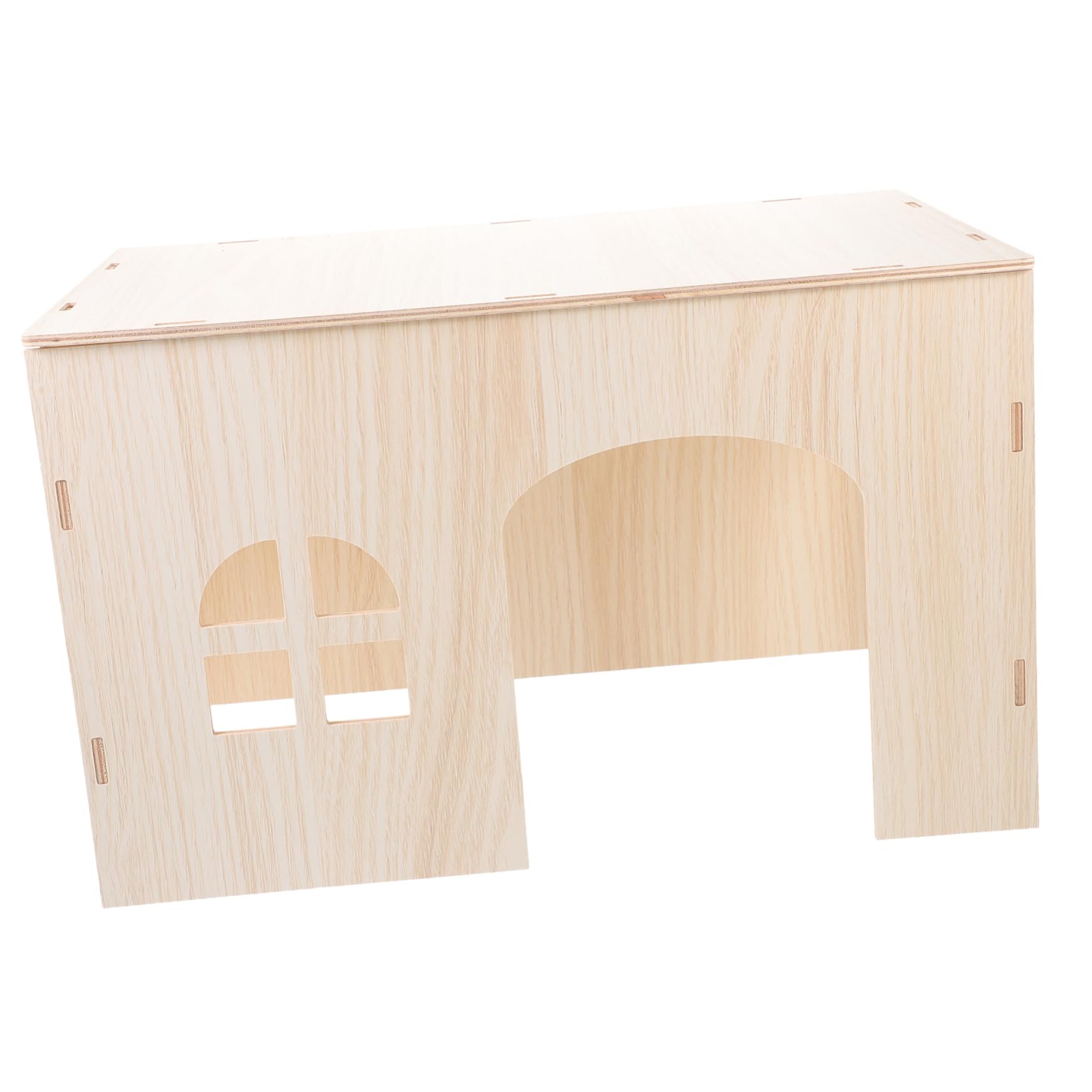 minkissy Casa de Madera Beige para Conejos y Ardillas, Nido Seguro y Cómodo para Mascotas Pequeñas, Zona de Juegos y Escondite Natural para Roedores