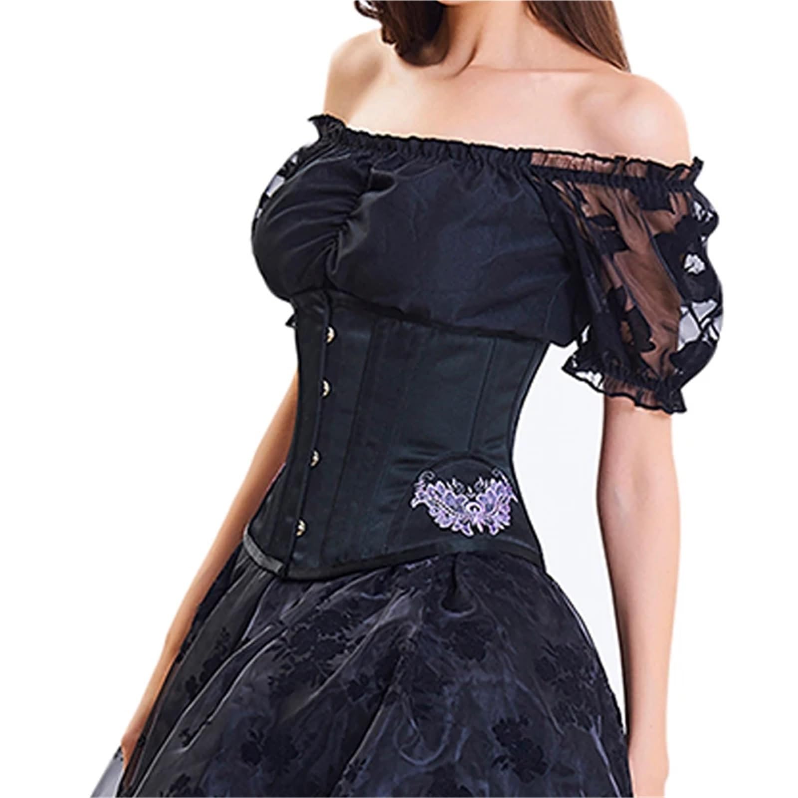 Corsetto con Lacci, Modellante for Il Corpo, da Donna, Ricamo, for la Vita, Corto, Sottoseno per Cosplay e Feste