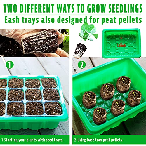 Tbgrepts Seedling Starter Tray Kit With Upgraded Grow Light, 5 Pack Indoor Seed Plant Starter Set Kit With Grow Light For Seed Starting, 60 Cells Seed Germination Tray Kit With Humidity Domes #TOP2