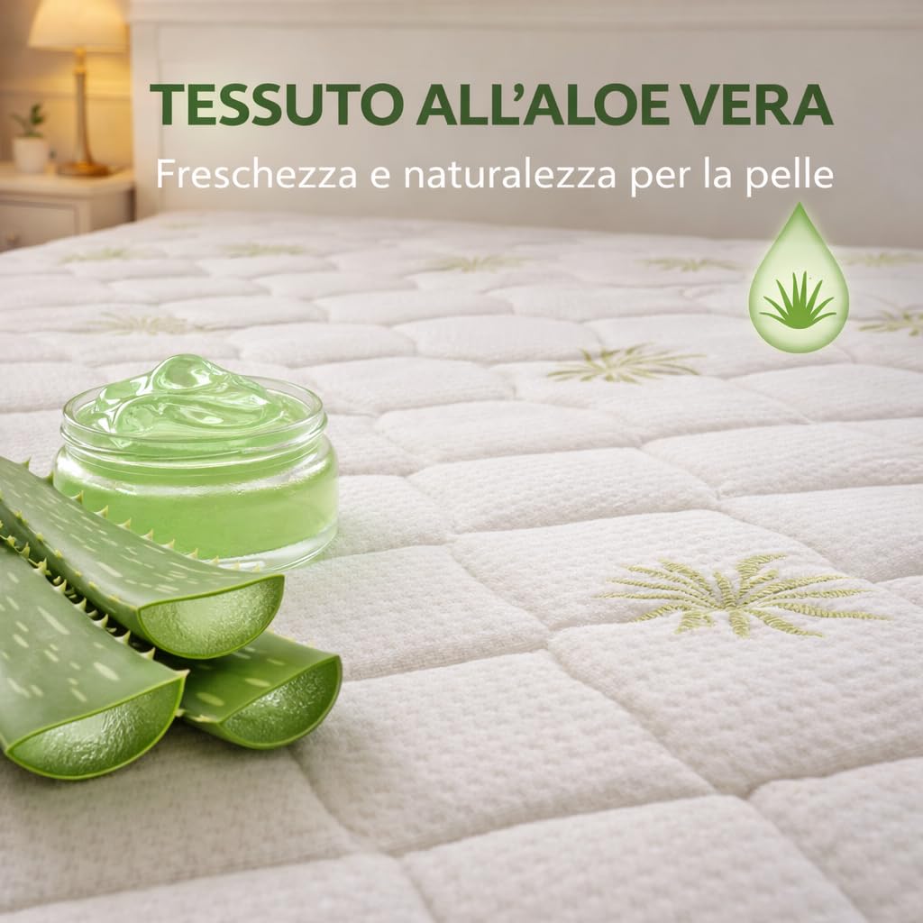 Ginflex Materasso Una Piazza e Mezza Waterfoam 120x190 H25 Tessuto Aloe Vera | Antiacaro - Anallergico - Antibatterico | 100% Made in Italy (Altezza: 25cm, 120x190)