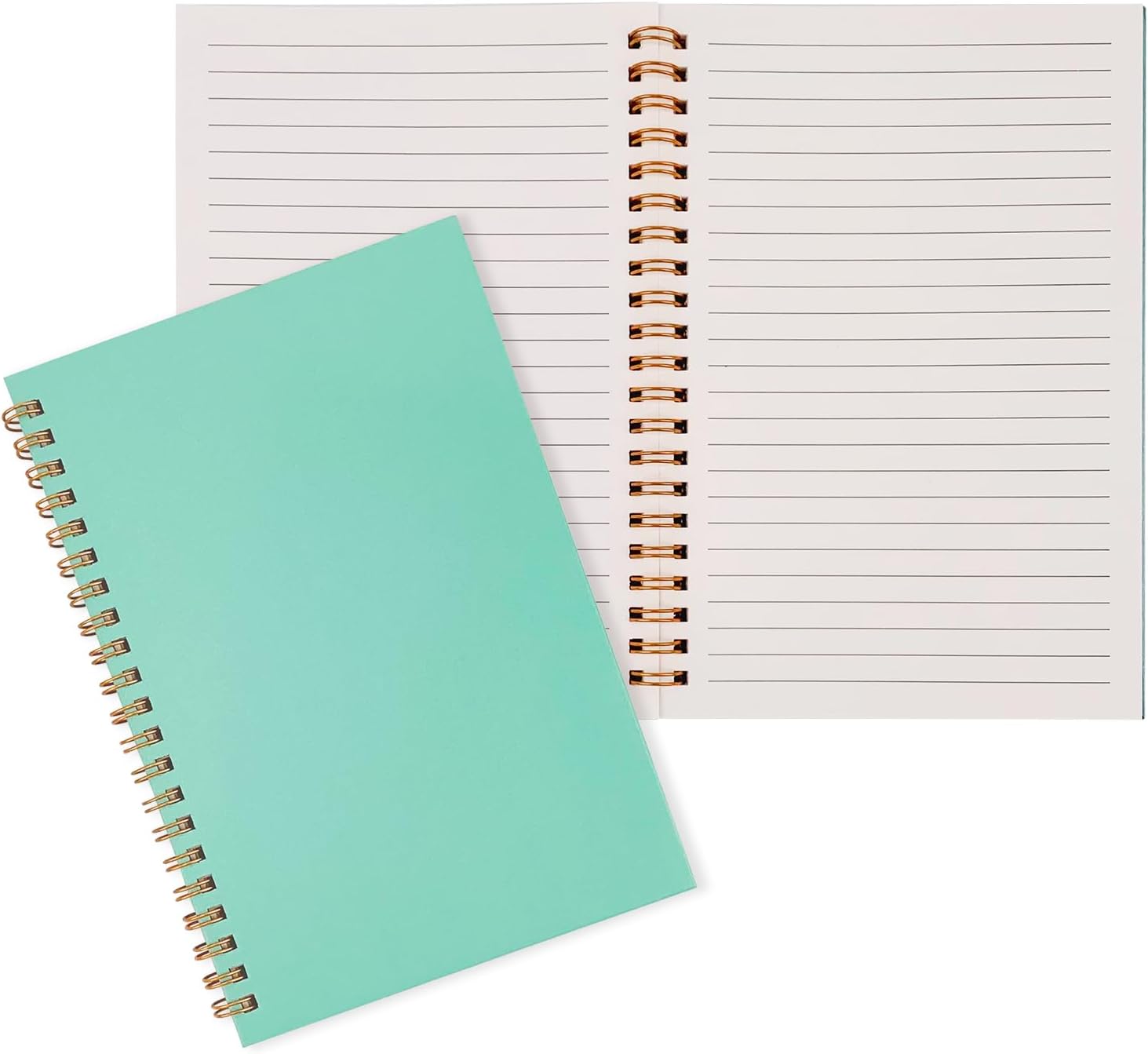 2-Pack College Ruled Hardback Mint Green Cover Spiral Notebook – Memo Notepad and Sketchbook for Students, Office, and Business Diary, 120 Pages (60 Sheets), 7.48 x 5.11 Inches.