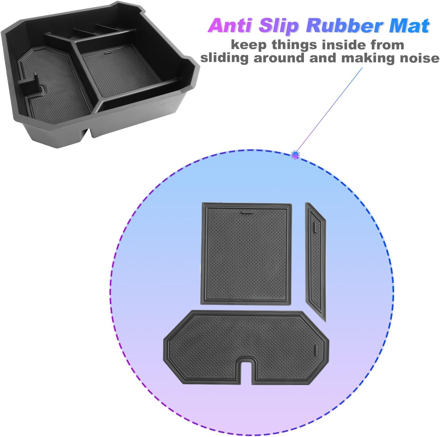 SXCY 2PCS For 2025 Equinox Center Console Organizer For Chevrolet Equinox 2025 Accessories Armrest Console Tray For 2025 Equinox Console Organizer Armrest Storage Box Black Mats Armrest Under - View #6