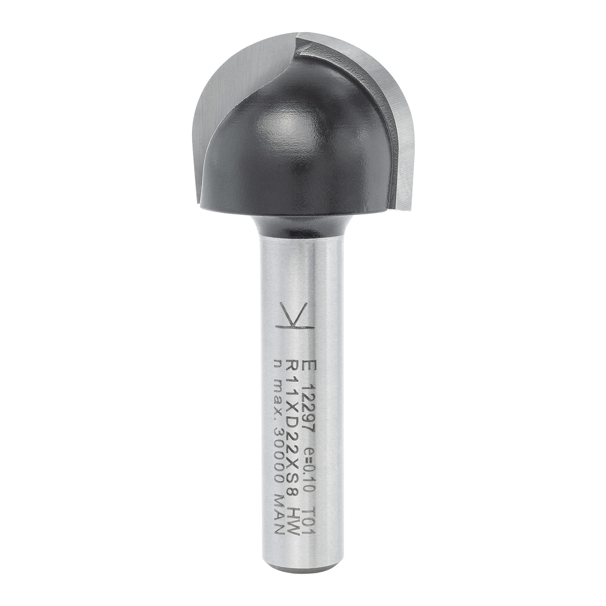 ENT 12290 Groeffrees, Schacht (S) 8 mm, Radius (R) 8 mm, Diameter (D) 16 mm, NL 12 mm, SL 32 mm, Hardmetaal, Houtbewerking, Bovenfrees