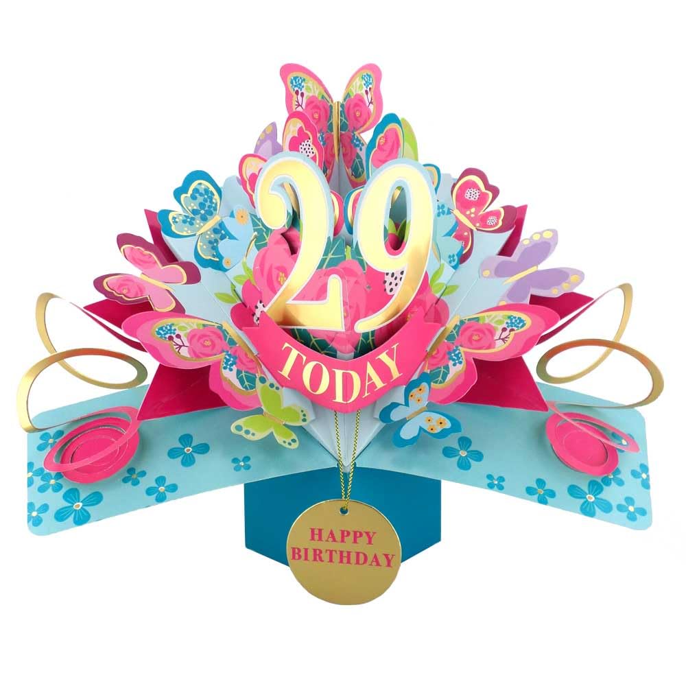 29 Today Happy 29th Birthday Pop-Up Greeting Card Love Kate's Pop Up Cards Her Design POP236MC29 โ image 1