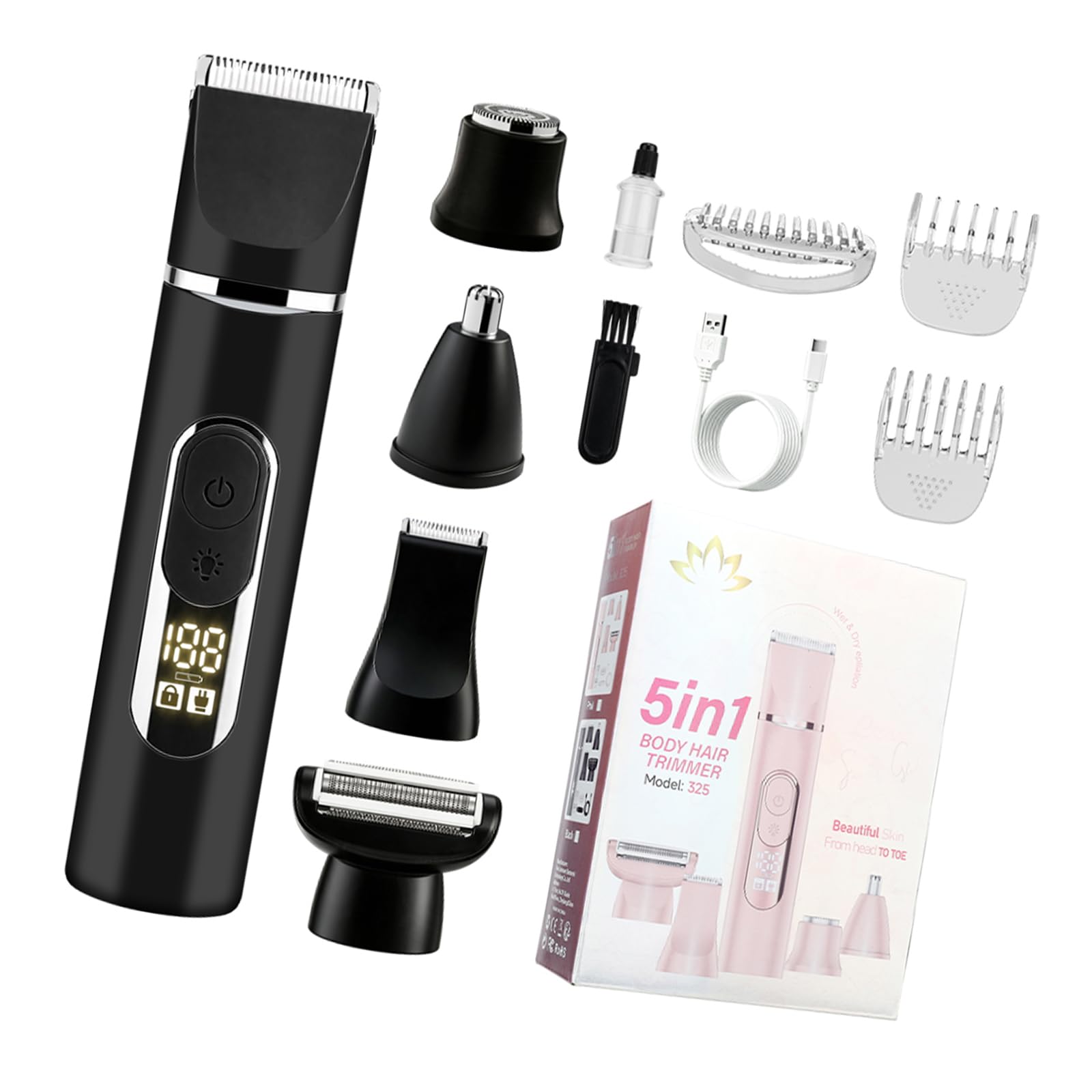 Rasoio per rifinire i del corpo 5 in 1 con cinque, Black