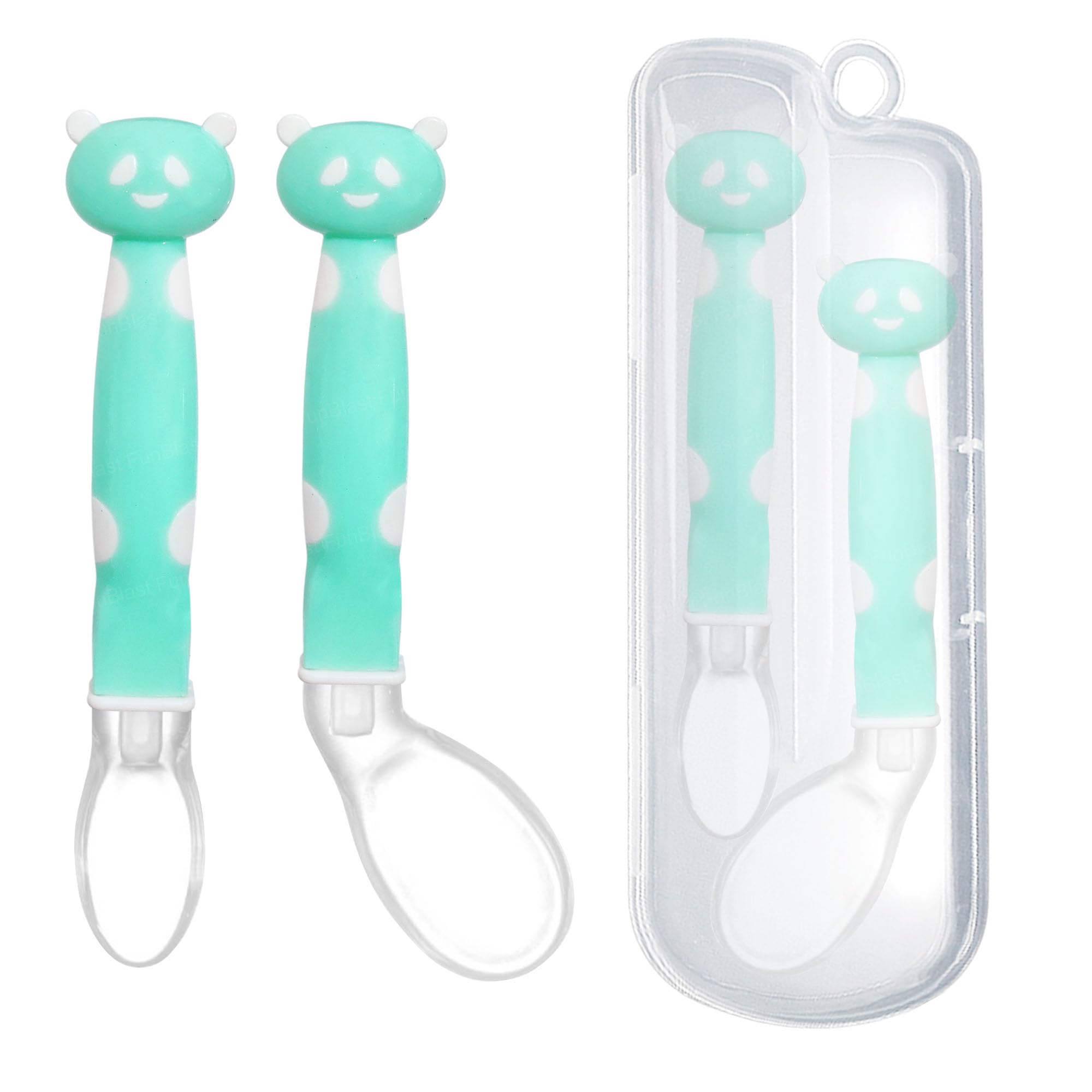 FunBlast Spoon for Baby Feeding – Silicone Spoons for Baby 6 to 12 Months, Babies Self Feeding Training Spoons Set (Panda-Blue)-image-36