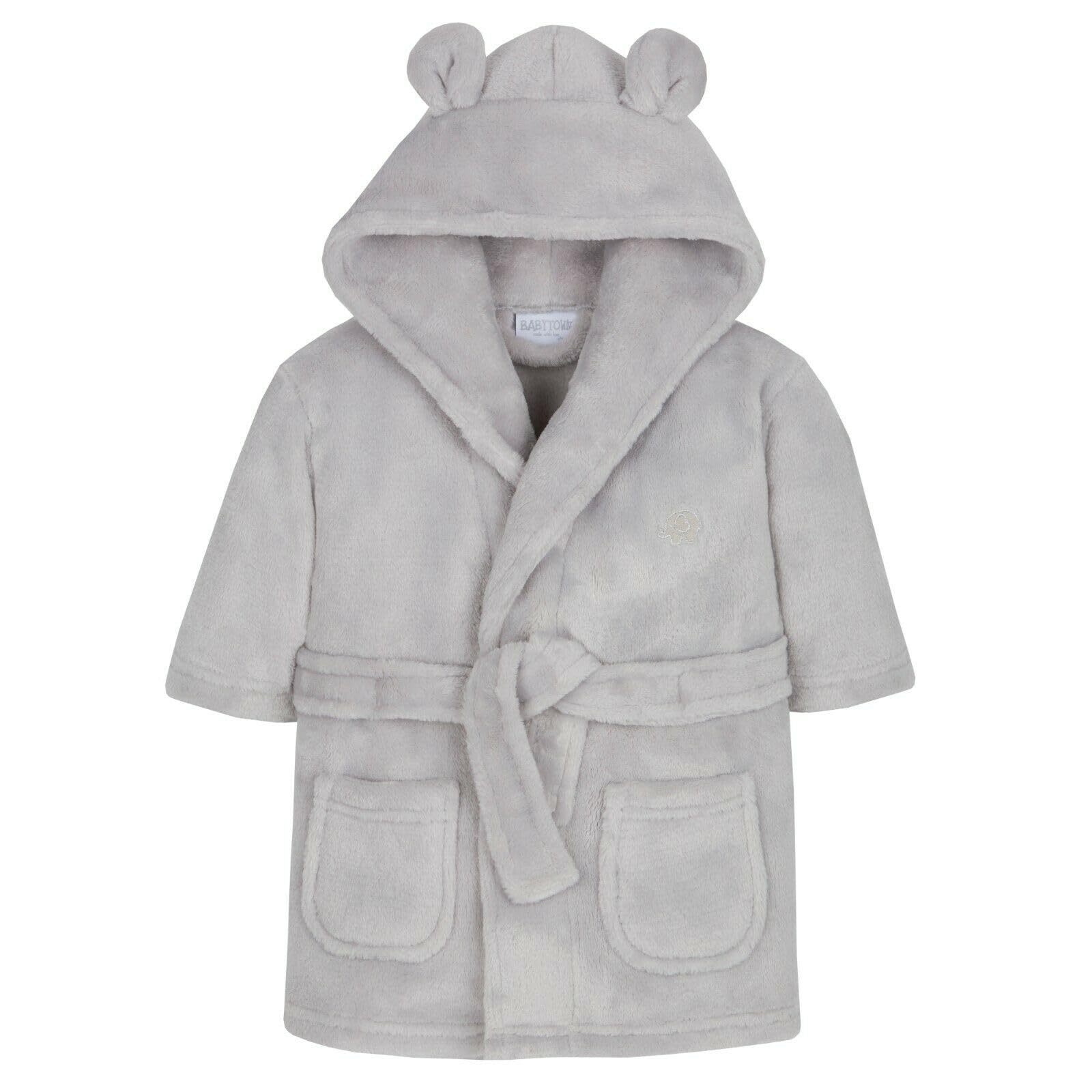 Babytown Women's Grey Ws-Ss23 Baby Girls Boys Dressing Gown Fleece Snuggle Robe Hooded Novelty Newborn Gift 3-4 Years