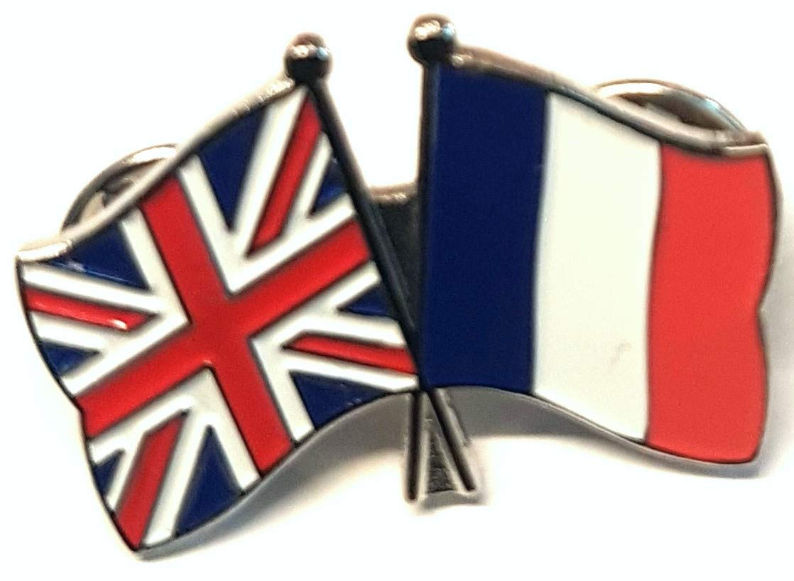 Mainly Metal White ™ Enamel Pin Badge Friendship France Uk Gb (United Kingdom Great Britain) 30Mm