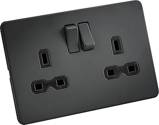 Knightsbridge SFR9000 Screwless 13A 2G DP switched double socket - Anthracite