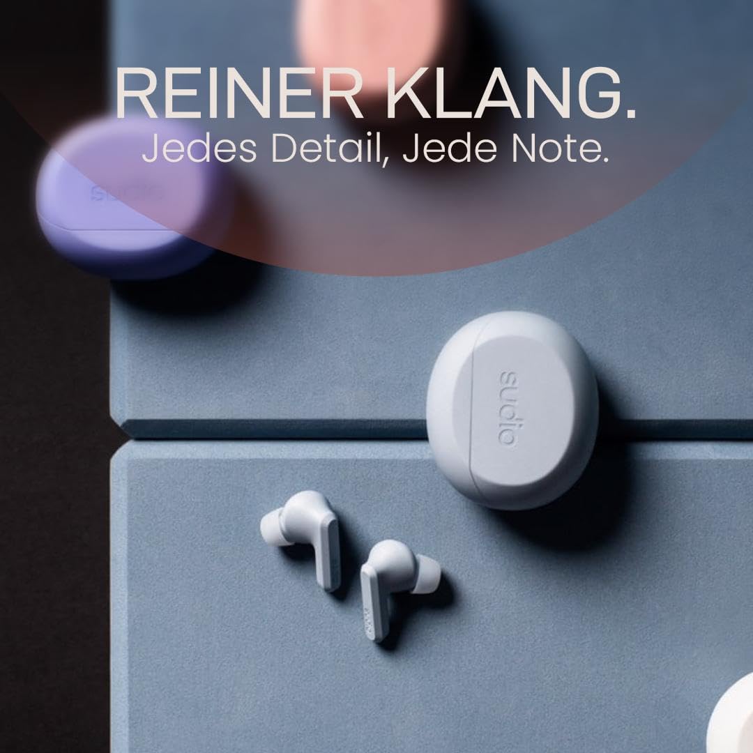 sudio A3 Pro True Wireless Kopfhörer Kabellos Bluetooth | Noise Cancelling In Ear Kopfhörer Bluetooth 5.4 | Aktive Geräuschunterdrückung | 25h Spielzeit | USB-C Ladecase | Blau