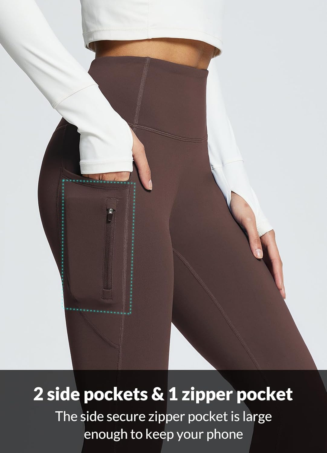 baleaf Women's Fleece Lined Pants Water Resistant Winter Thermal Warm Flare Leggings Bell Bottom Yoga Pants with Pockets - Image 5