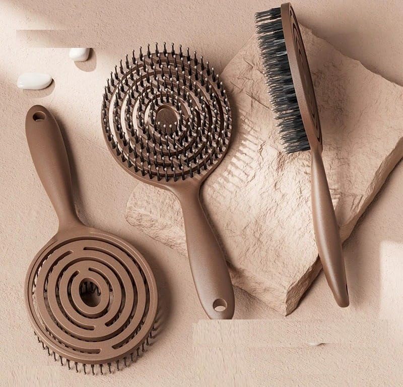 Professional De-tangling Paddle Brush with Flexible Vented Design – TPE Scalp Massage Hair Brush for Wet and Dry Use – Fast Blow-Drying, Anti-Breakage, and Frizz-Free Styling for All Hair Types – Brown-image-40