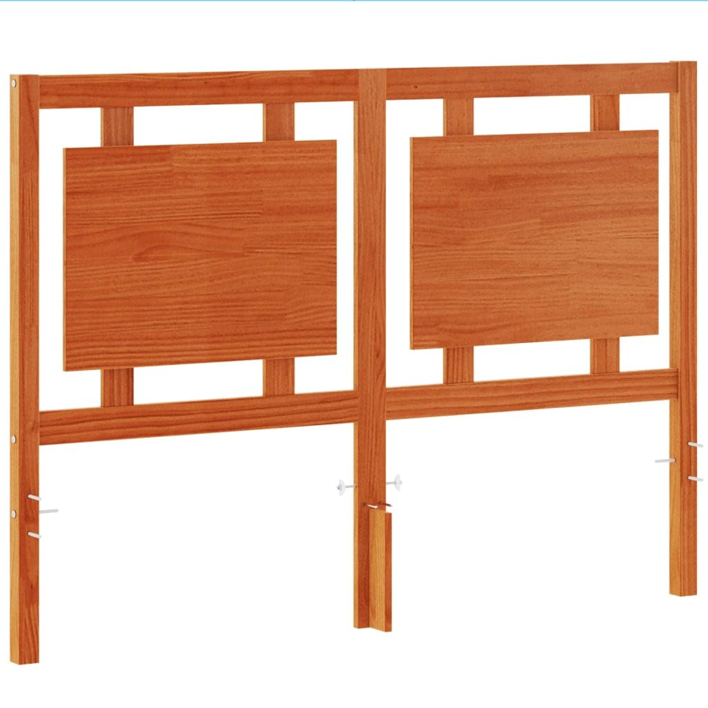 vidaXL Cabecero de Cama, Cabecera para Somier con Patas, Cabezal de Cama, Mueble para Dormitorio, Madera Maciza de Pino Marrón Cera 135 cm