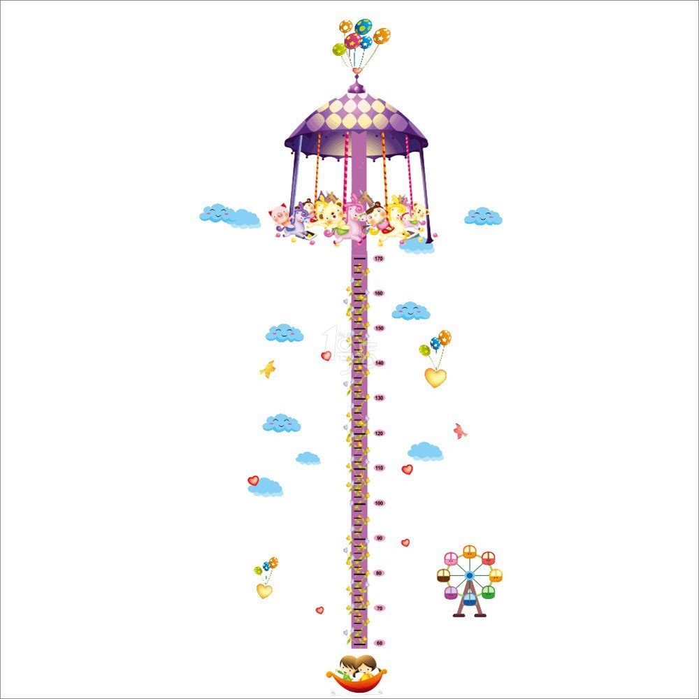 'Wall Sticker Growth Chart Height Chart Wall Sticker Tape Measure – "Growing Carousel 44338 for Bedroom Living Room Bathroom