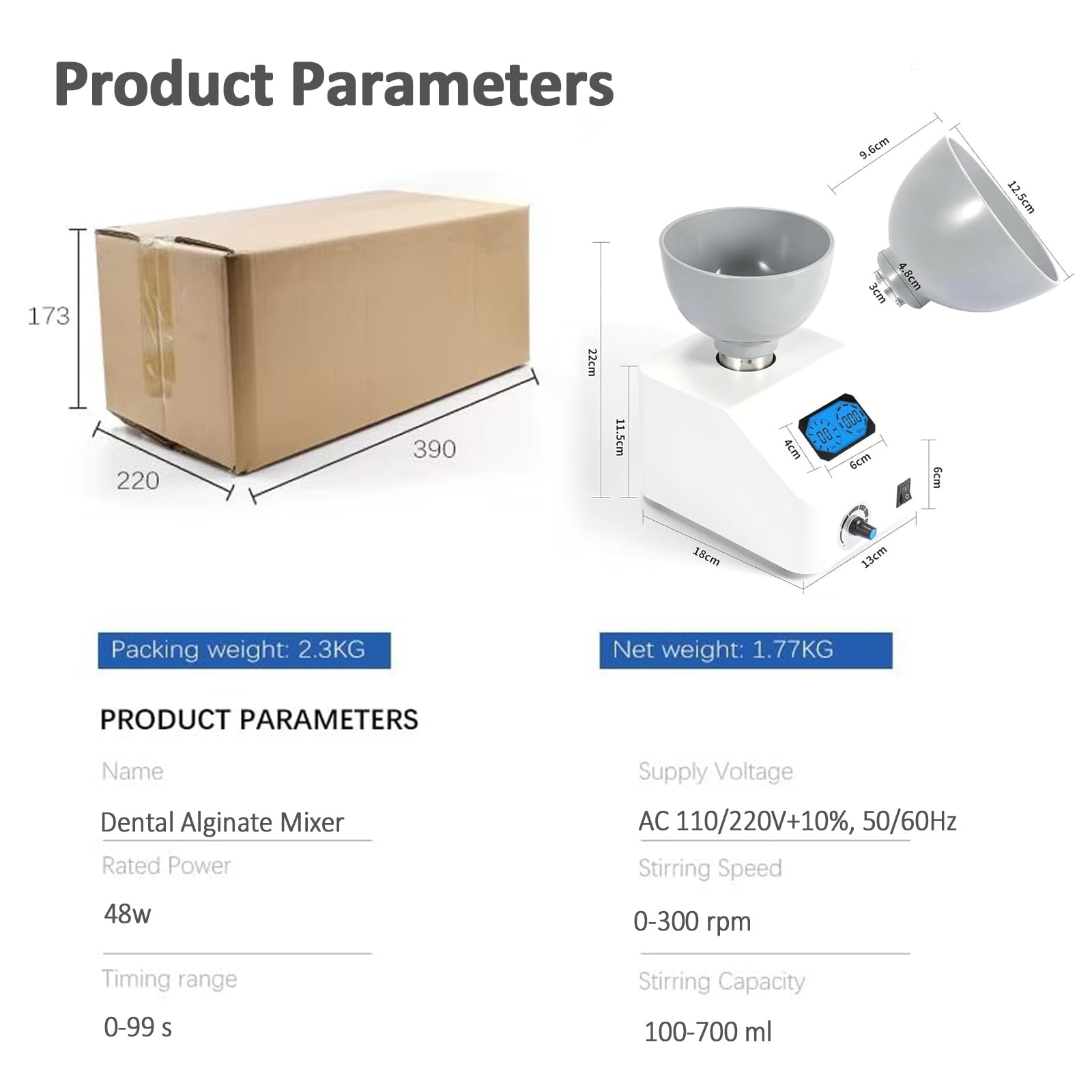 Miscelatore automatico dell'alginato, miscelatore del gesso 300RPM per i materiali e l'intonaco dell'impronta dentale