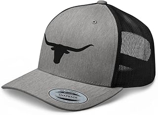 RIVEMUG Blacken Texas Western Trucker Hat Longhorn Country Hat Rodeo Cowboy Farm Ranch Embroidered Snapback Cap Men Women