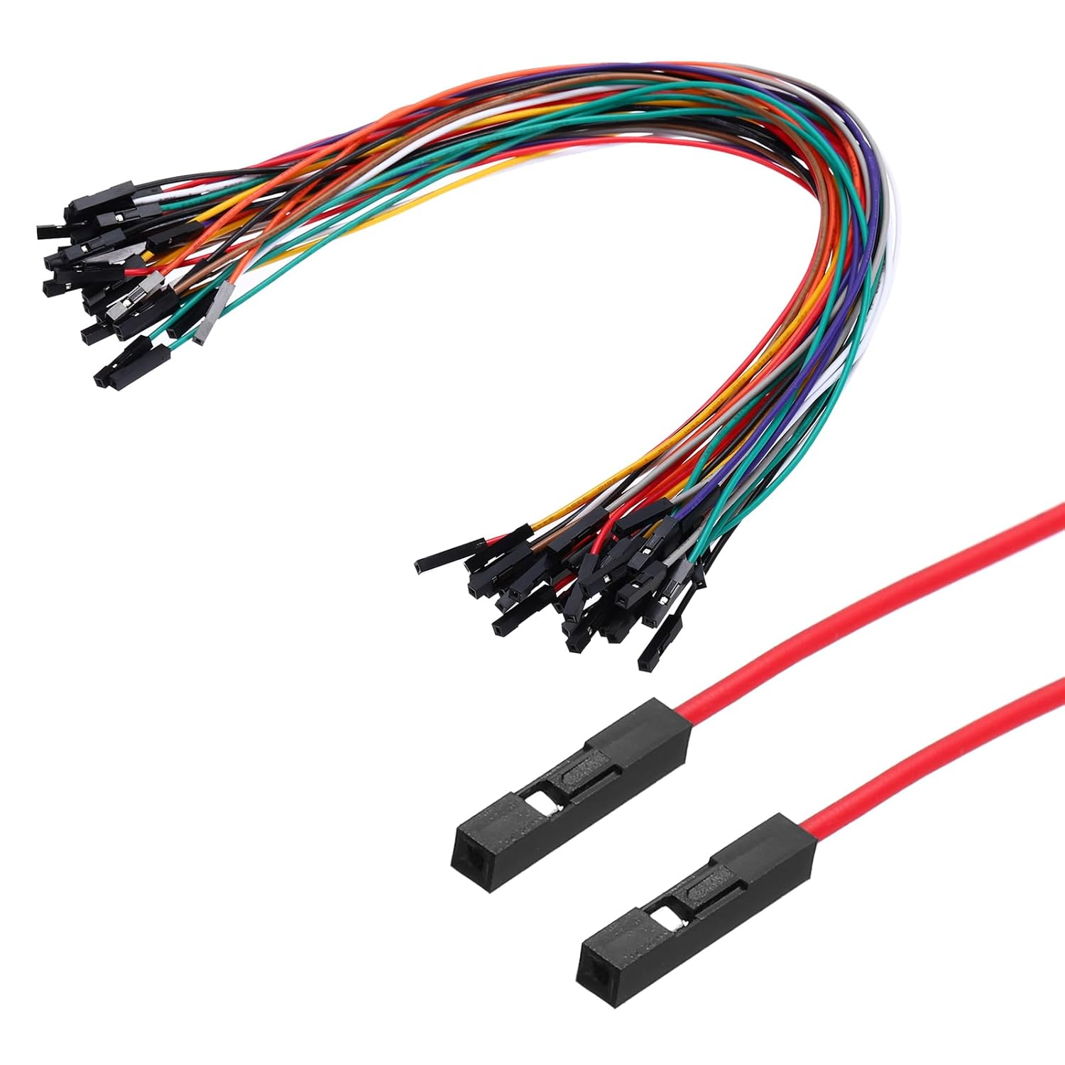 Female to Female 1Pin Breadboard Jumper Wire 2.54mm Pitch Ribbon Cable 30cm Long Electronics Breadboard Ribbon Cables for Breadboard Electronic Projects Pack of 40