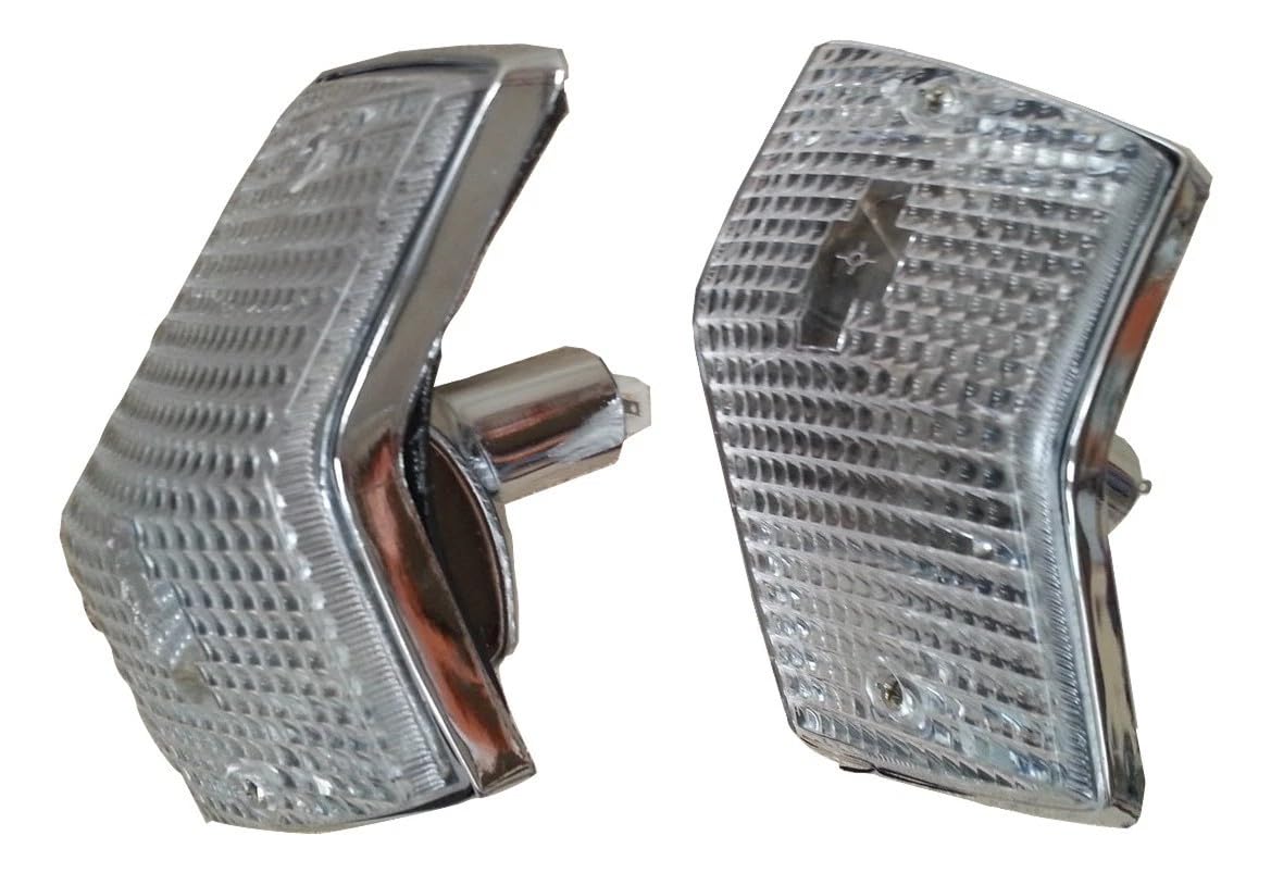 REAR CHROME INDICATORS WHITE PAIR NEW FITS VESPA PX/LML/T5/P CLEAR GLASS ORANGE BULBS FITTD