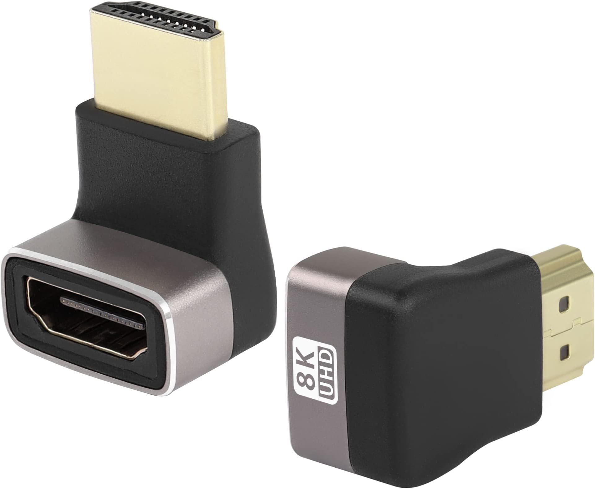 TERRIFI 2 Pack HDMI 2.1 Down 90 Degree Male to Female Adapter, 8K 270 Degree Angle HDMI, Support 8K@60Hz/4K@120Hz HDR, Suitable for HDTV Switch Laptop PS4 PS5 Xbox TV Projector