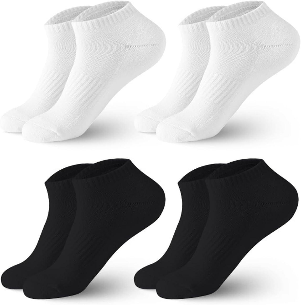 4 Packs Men's Sweat Wicking Running Socks, 100% Cotton, Low Cut Socks, Men's Athletic Socks, Anti-Odor, Breathable, Comfortable for Activity, Running, and Everyday Use