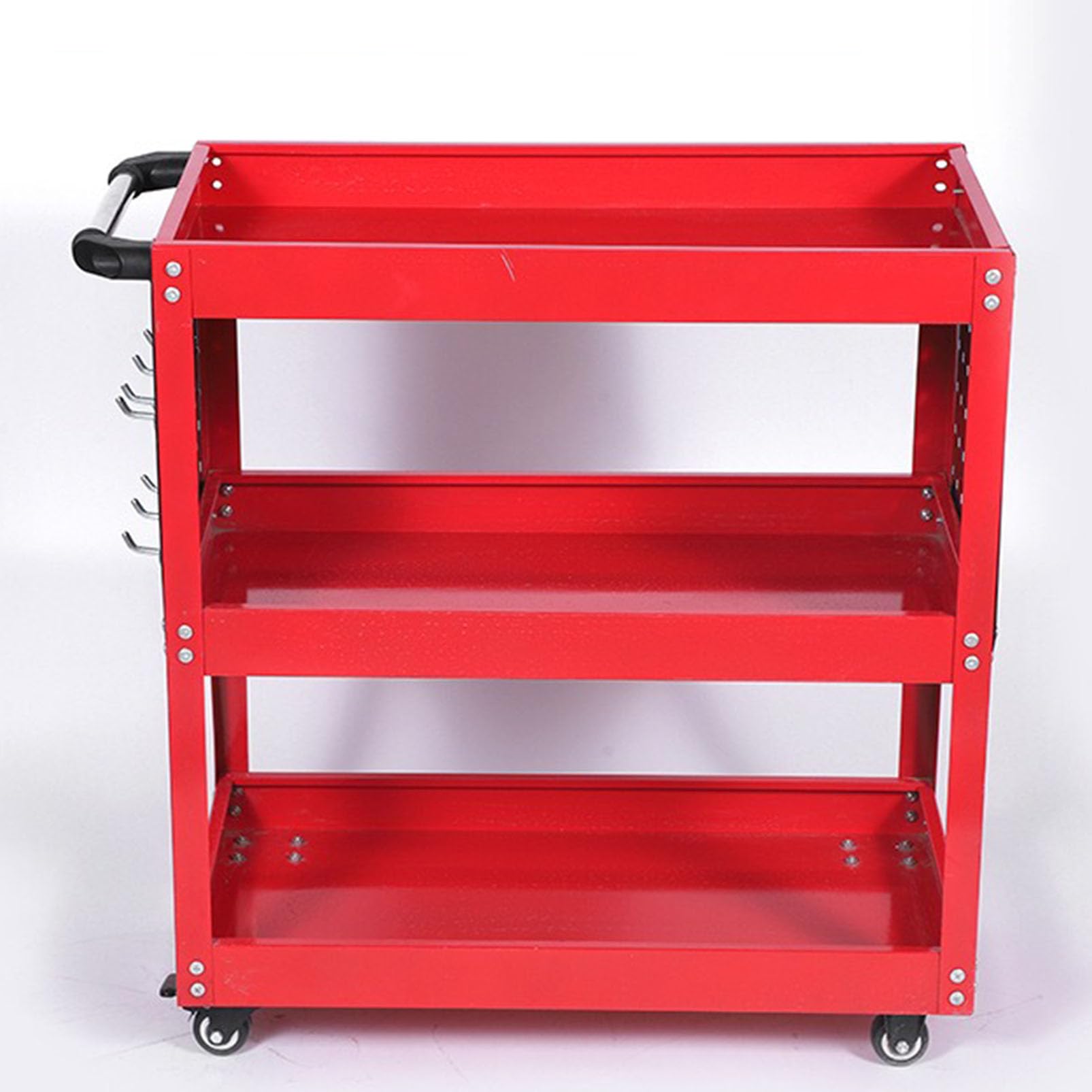 Carrello portautensili a 3 livelli, in metallo resistente, con ganci per pannello forato, grande carrello di servizio per garage, magazzino, officina