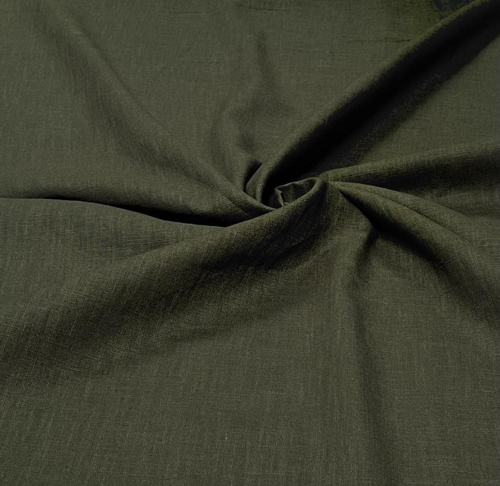 100% Pure Washed Linen Flax Fabric 45 Colours 135cm Wide 240gsm Per Metre (WL028 - Jungle) (Half - METRE)