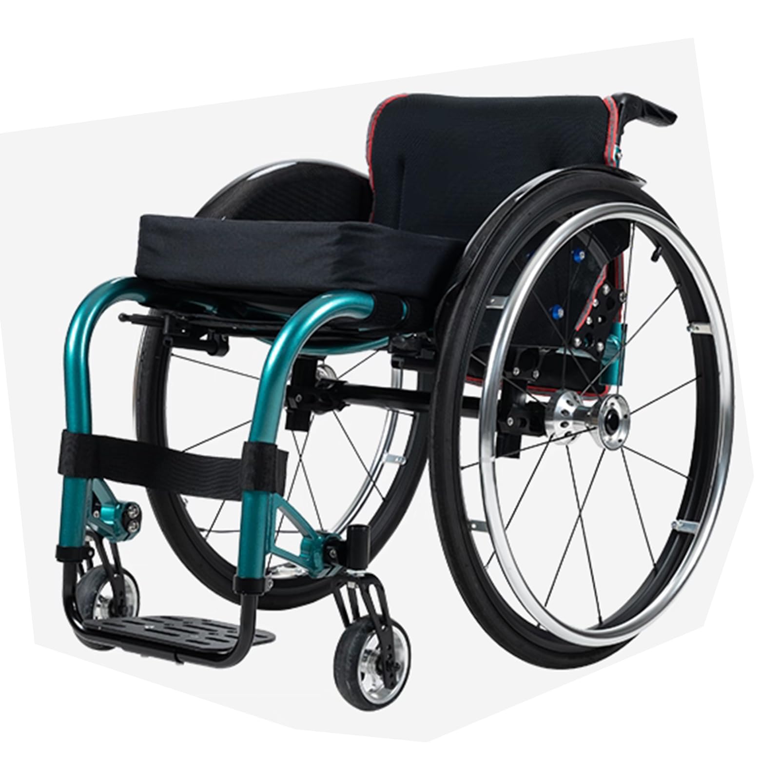 KXPSWGE Sports and Leisure Wheelchairs for Adults, Transport Wheelchair Lightweight Foldable with Double Brake,Self-propelled Aluminum Alloy Portable Manual Wheel Chair(Seat width 38cm/15in,Black)