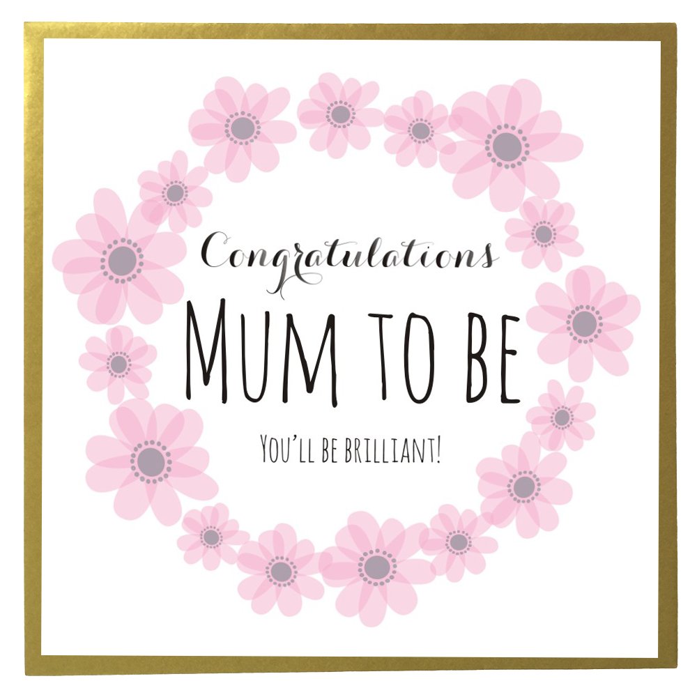 Claire Giles Greeting Cards, Baby Card, Congratulations Mum to be, Pink Flowers Design Congratulations on Birth Greeting Card