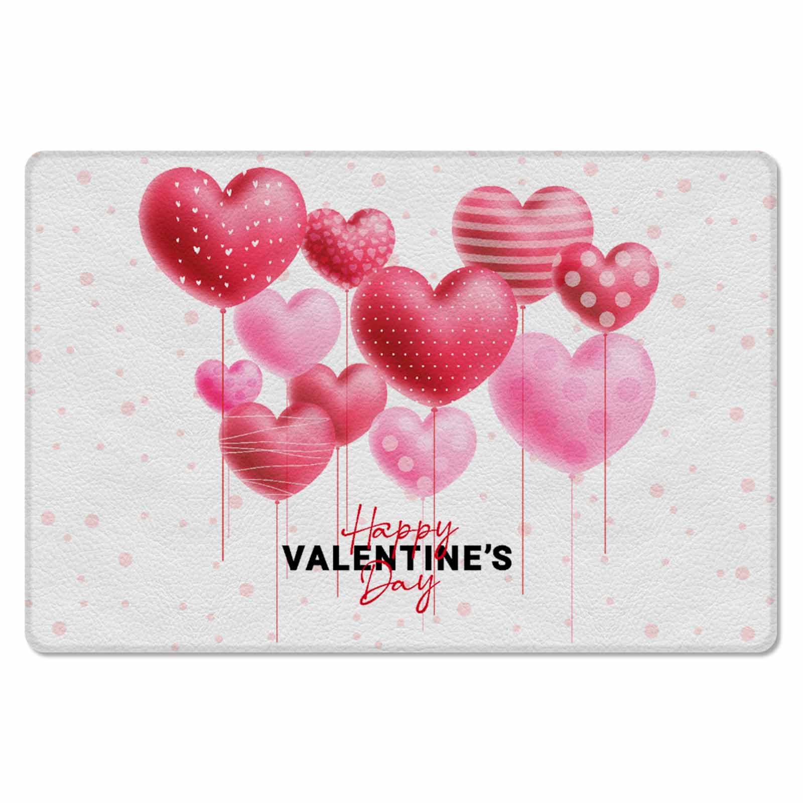 Valentine's Day Kitchen Bath Door Mat Cushioned Runner Rug,Washable Welcome Floor Sink Antifatigue Mat,Waterproof & Non-Slip Comfort Standing Doormat,Romantic Love Geometric Stripe Dot 18