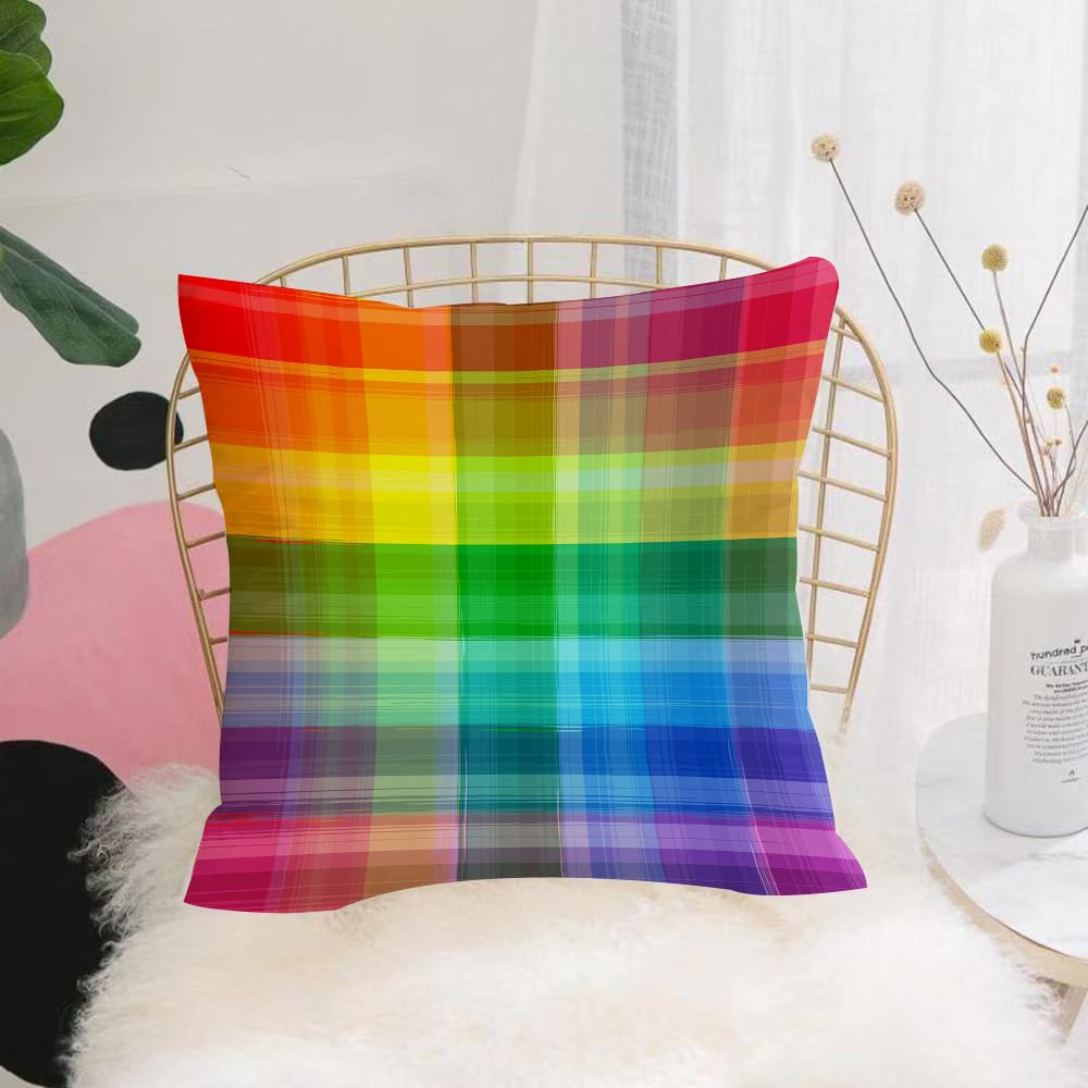 Hyosxw Seamless Multicolored Background Of Plaid Pa - A7 Cushion Cover,Throw Pillow Case Home Decorative For Living Room Bedroom Sofa Chair 18X18 Inch,Seamless Multicolored Background Of Plaid Pattern,Pillowcase 45X45cm