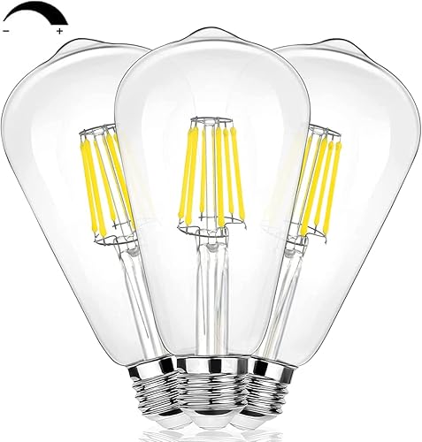 Bombilla LED E26 equivalente a 60 W, bombillas Edison blancas regulables, 800 lúmenes, luz diurna blanca de alto brillo, 5000 K con vidrio disponible en Yaxa Colombia