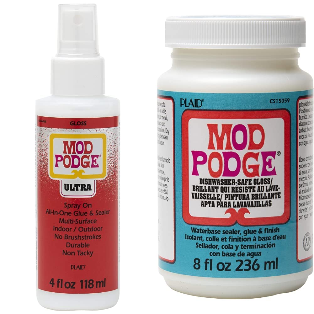 PlaidCS44636 All-in- one Glue & Sealer, 4floz/118ml & Mod Podge PLCS15059 8 oz Dishwasher Safe Gloss,