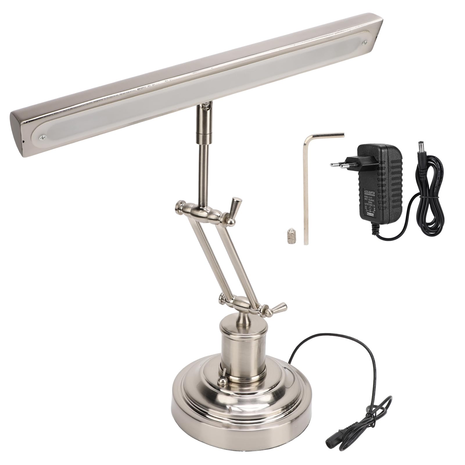 Cuifati Lámpara de Piano Retro, Luz de Piano Inclinada Ajustable Antigua Clásica, Protección Ocular con Atenuación Táctil, Diseño de Brazo de Lámpara Doble, Luz LED para Atril, (Enchufe
