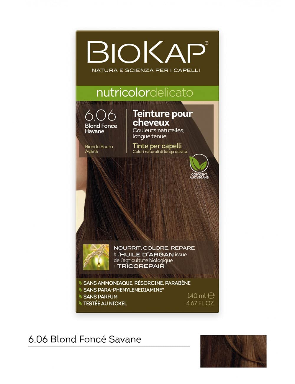 coloration cheveux Nutricolor Delicato blond foncé savane 6.06
