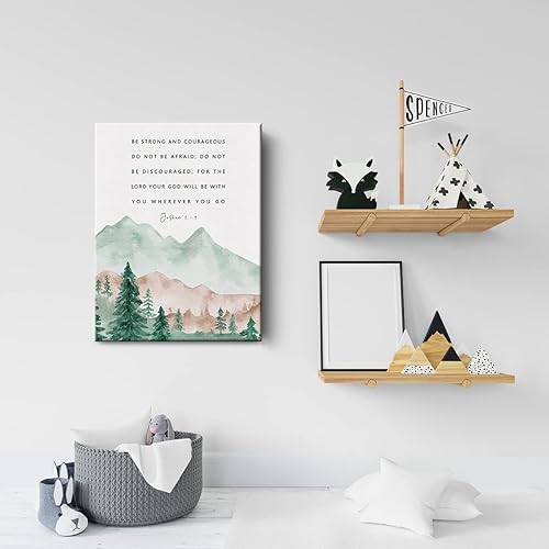 Miniatura 5 de Lienzo con versículo bíblico, decoración de pared Be Strong and Courageous, acuarela, hogar, oficina, pósteres, decoración, 12 x 15 pulgadas