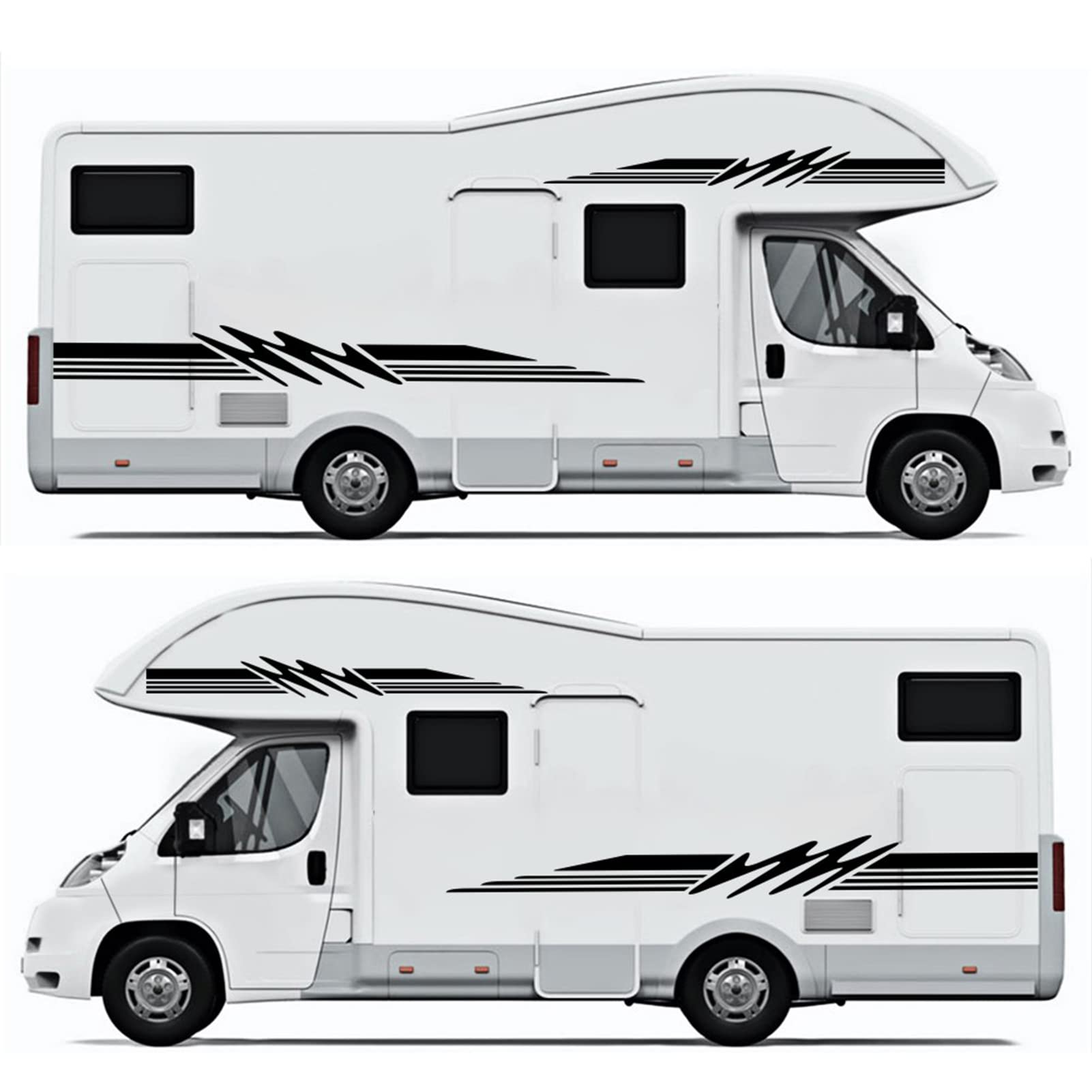 TFixol Adesivo per camper, caravan, rimorchio, camper, furgone, strisce grafiche, adesivo decorativo per auto, nero