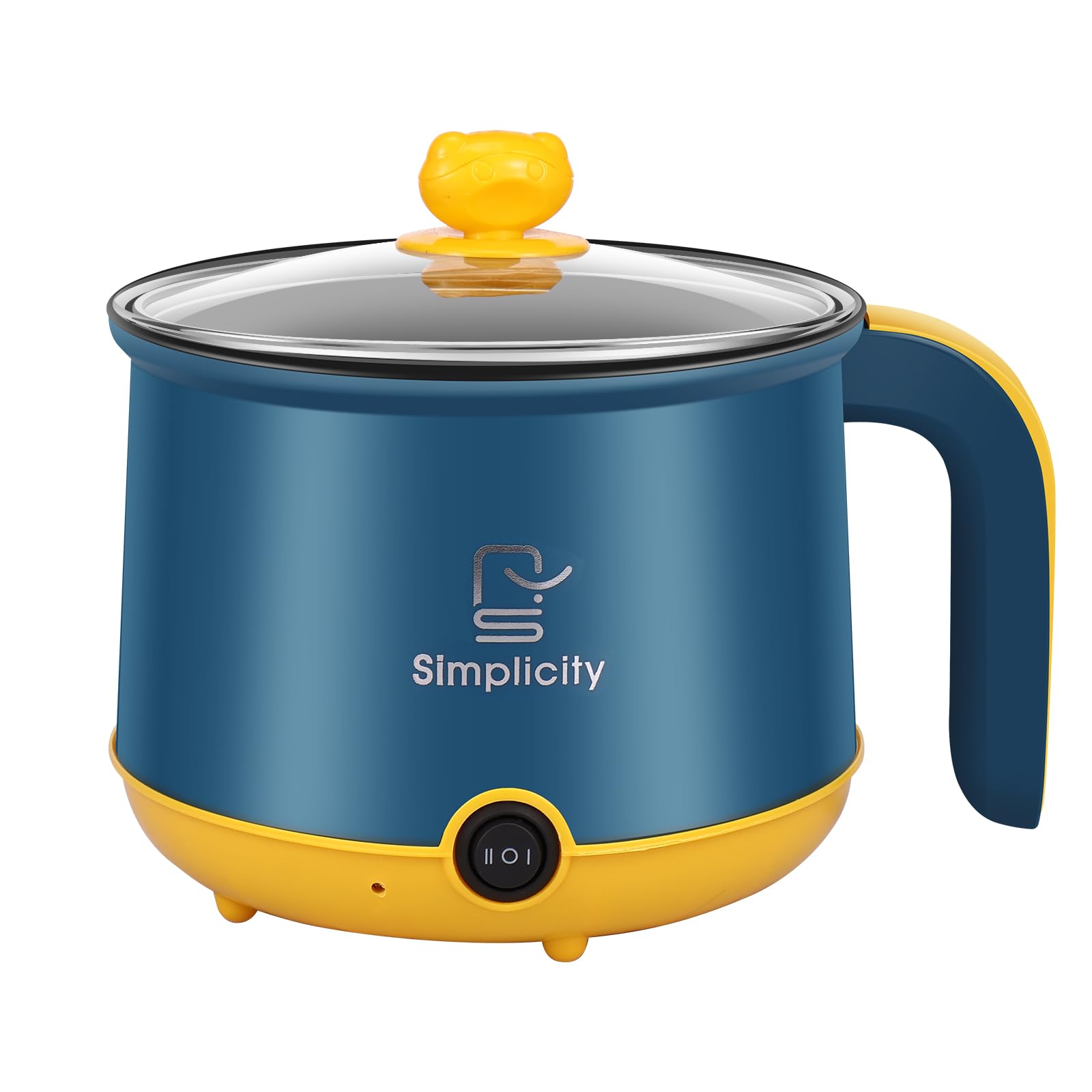 Electric Hot Pot, 1.8L Ramen Noodles Cooker, 2 Gear Mini Hot Pot Cooker, Dry Protection, College Dorm Room Essentials, Heating Boil Rapid, for Ramen Soup Porridge Pasta Egg (Blue Without Steam Rack)