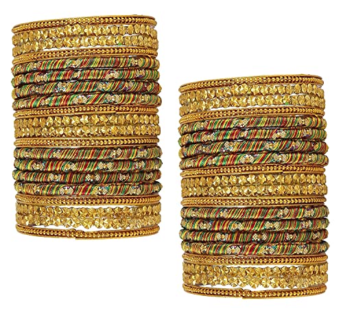 Image of NMII Acrylic (Plastic) With Silk Thread & Beads Studded Worked Glossy Finished Kada Set For Women and Girls