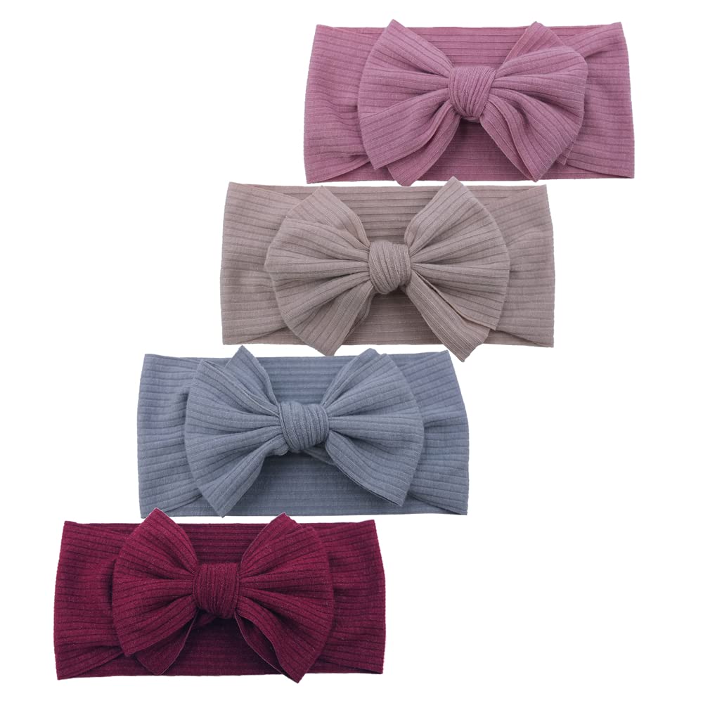 8pcs Baby Headband Soft Stretchy Hairband Hair Bow Elastic for Toddler Baby Girls Newborn Infant Kids Turban Headbands (Headwrap Navy 0-24M) - Image 3